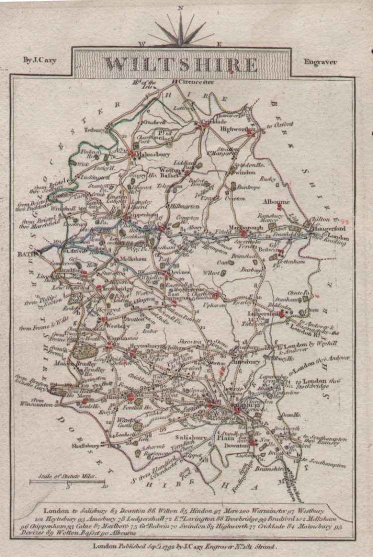 Map of Wiltshire - Cary